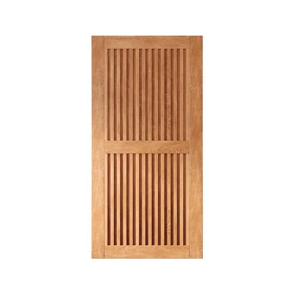 ST 32 in. x 84 in. C-Panel Solid Core Early American Vertical Stripe Design Pine Wood Interior Sliding Barn Door Slab
