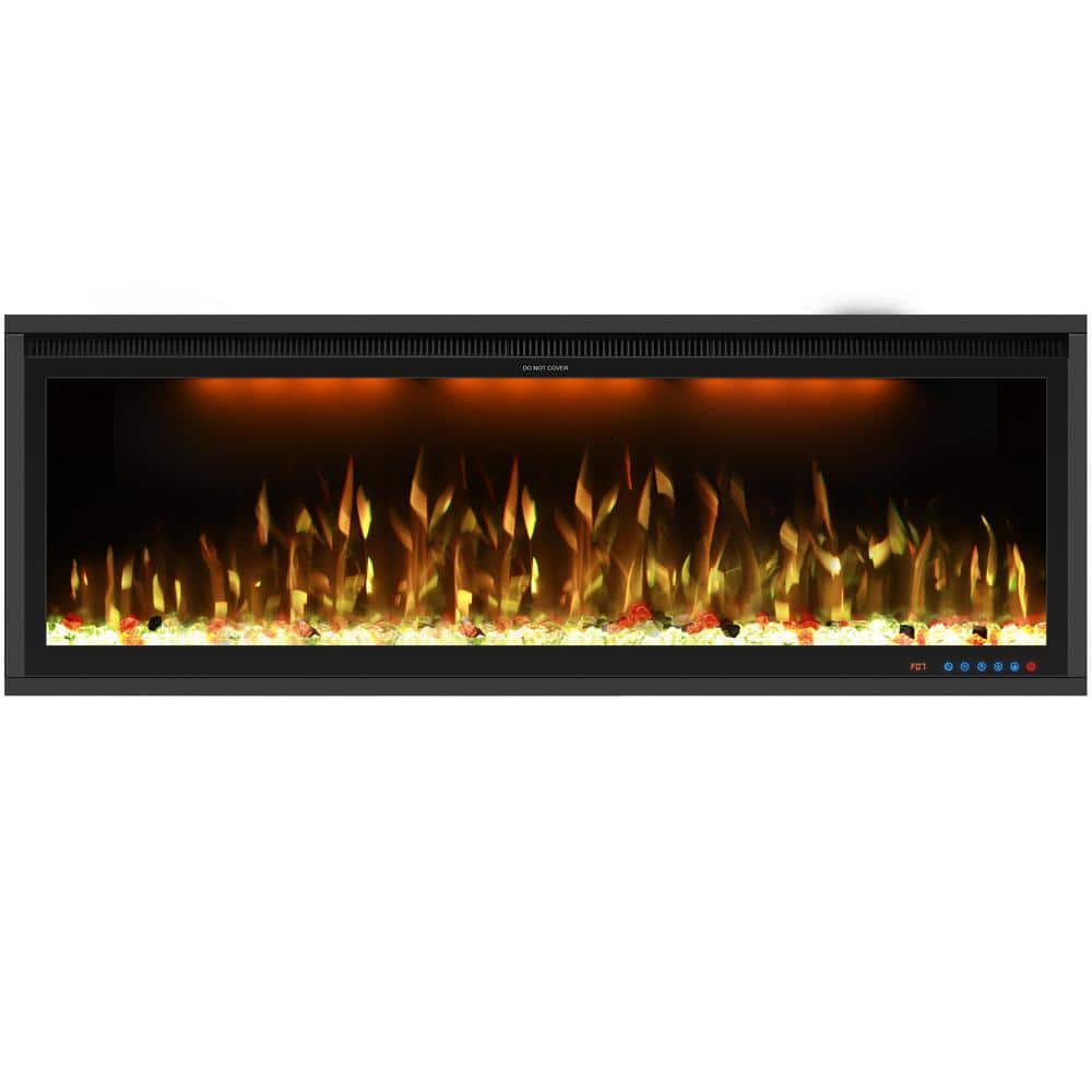 48 in. Smart Electric Fireplace, Recessed and Wall Mount Fireplace, 1-9H Ti