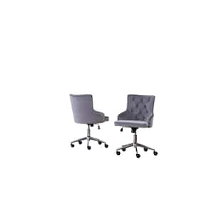 Olivia Dark Gray Velvet Fabric Adjustable Office Chairs