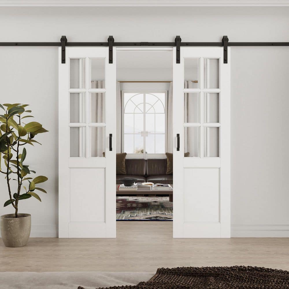 ARK DESIGN 48 in. x 80 in. 6-Lite Tempered Clear Glass White