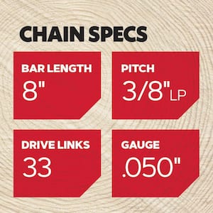 S33 Pole Saw Chain for 8 in. Bar, Fits Chicago, Earthwise, Greenworks, Sun Joe and more