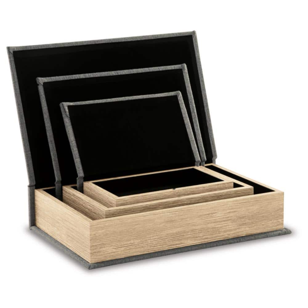 Jolina Gray Velvet-Lined Keepsake Box Set of 3
