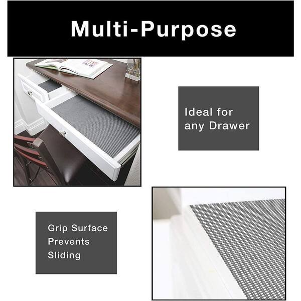 Smart Design Bonded Grip Shelf Liner - 12 Inch x 60 Feet Total (Set of 6  Rolls) - Drawer Cabinet Smooth Top Non Adhesive - Kitchen - Fleur Gris