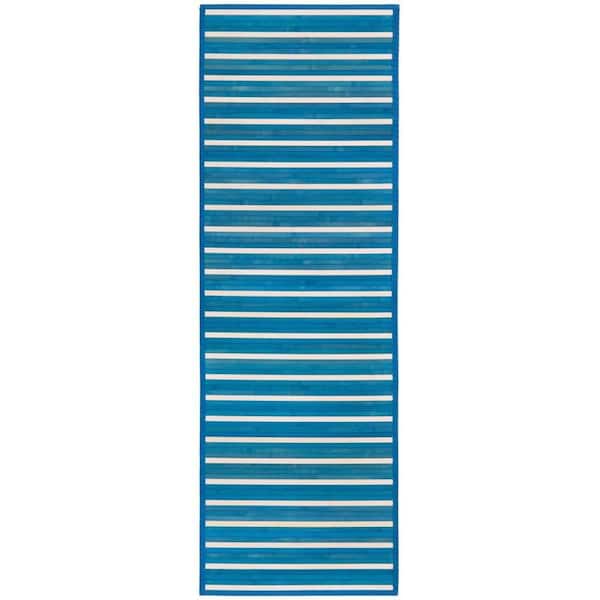 Bamboo Zhuzi Blue White 2 ft. x 6 ft. Runner Area Rug