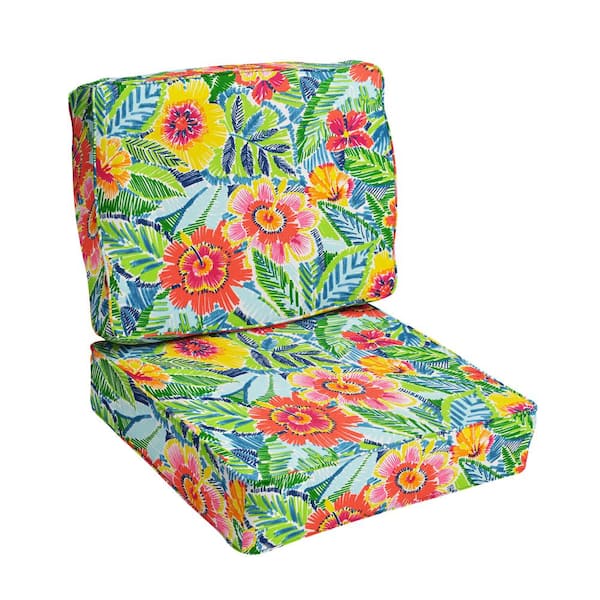 SORRA HOME 27 in. x 23 in. Deep Seating Indoor/Outdoor Corded Lounge Chair Cushion Set in Pensacola Multi
