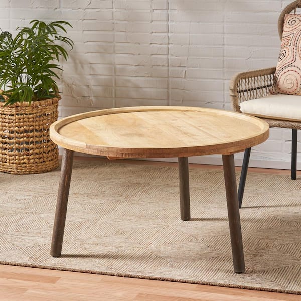 Noble House Andalusia 32 in. Natural 18 in. Round Wood Coffee Table