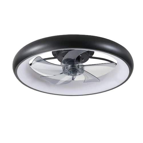 21.7 in. LED Indoor Black Bladeless Low Profile Ceiling Fan Flush Mount Smart App Remote Control Dimmable Lighting Lasaideal Ceiling Fans With Lights