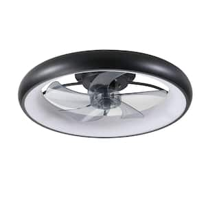 21.7 in. LED Indoor Black Bladeless Low Profile Ceiling Fan Flush Mount Smart App Remote Control Dimmable Lighting