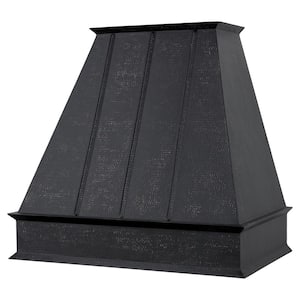 38 in. 735 CFM Hammered Copper Ducted Wall Mounted Euro Range Hood in Glazed Black with Slim Baffle Filters
