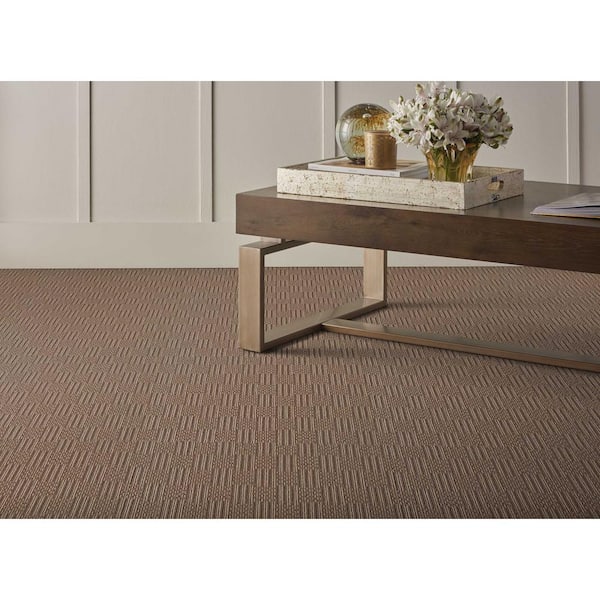 Upland Grid Mochachino Custom Area Rug with Pad