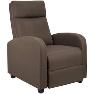 Brown Single Recliner Thick Padded Push Back Fabric Recliner for Living Room