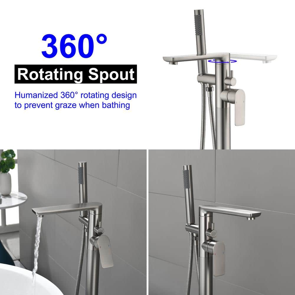 Brushed Nickel Single-Handle Floor Mount Tub Faucet