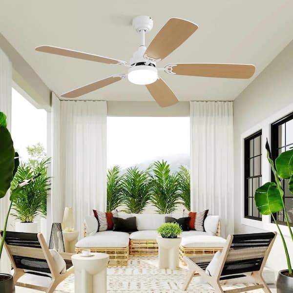 Sofucor 52 in. Indoor Modern Downrod and Flush Mount White Ceiling