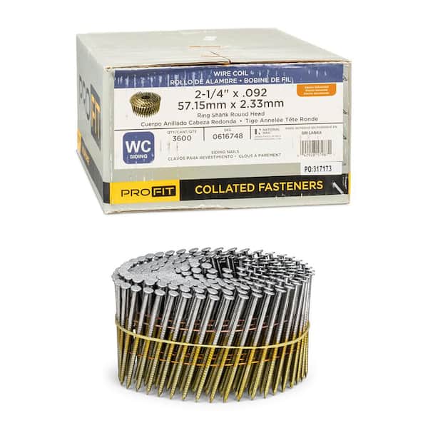2-1/4 in. x 092 in. 13-Gauge 15° Electrogalvanized Ring Shank Wire Coil Siding Nails (3600-Per Box)