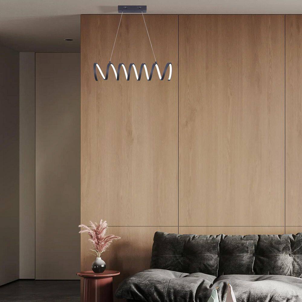 Spiral Series 23 in.L X 6 in.H Matte Black Aluminum Modern Low Profile Pendant Ceiling Light price history on PriceWatchPro