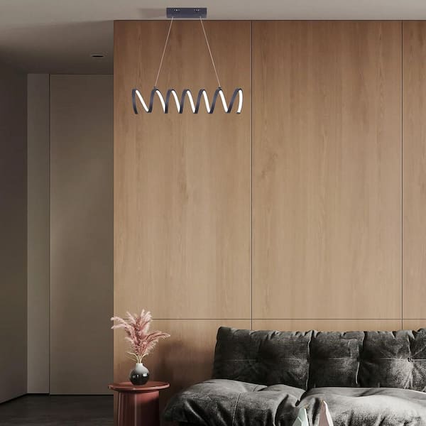 Spiral Series 23 in.L X 6 in.H Matte Black Aluminum Modern Low Profile Pendant Ceiling Light