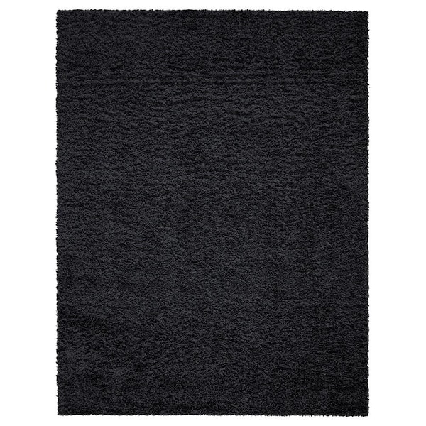Sweet Home Stores Cozy Collection Non-Slip Rubberback Solid Soft Black 5 ft. x 7 ft. Indoor Area Rug