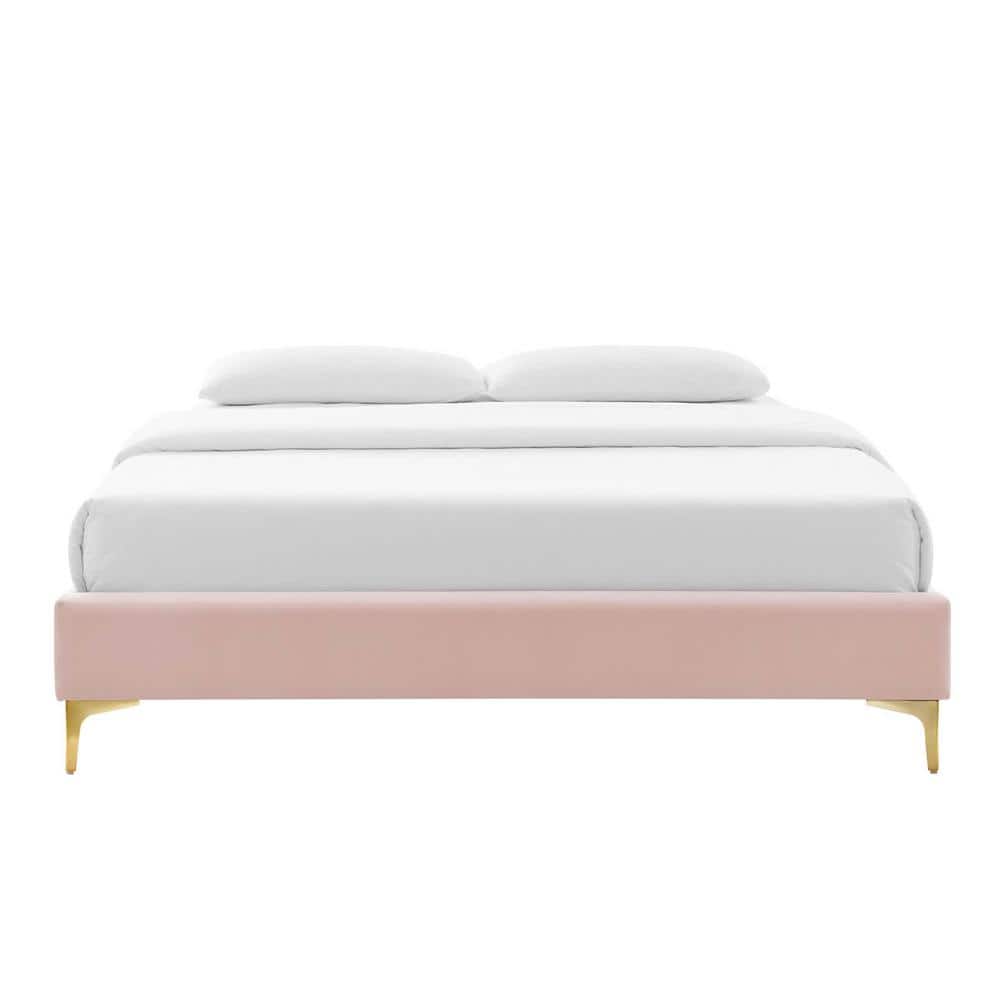 Sutton King Size Performance Velvet Upholstered Bed Frame in Pink