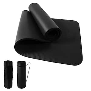 Black High Density Yoga Mat 72 in. L x 24 in. W x 0.6 in. Pilates Exercise Mat Non Slip (12 sq. ft.)