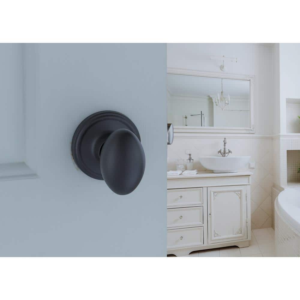 Black Brass Egg-Shaped Passage Door Knob for Hall/Closet