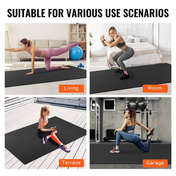 VEVOR Exercise Mat Black 72 in. W x 108 in. L 0.28 in. T