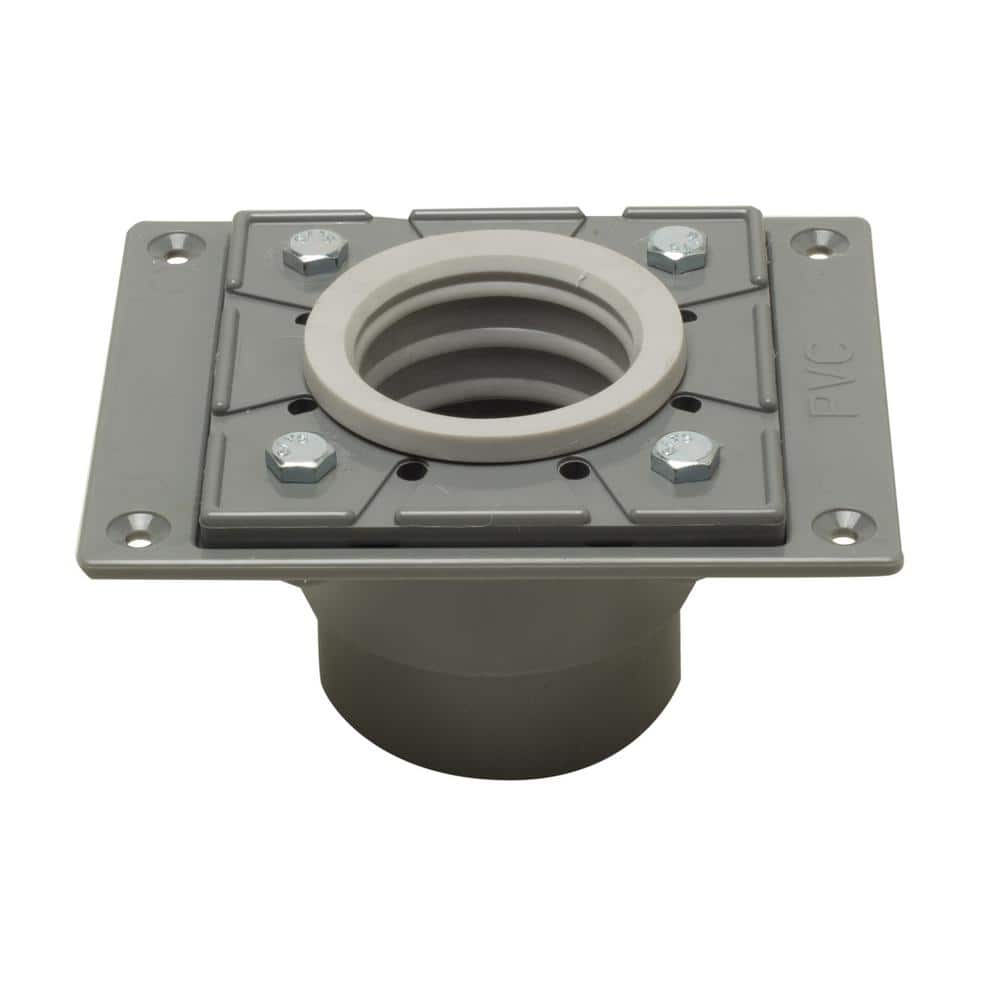 Gray PVC Shower Drain Base with Rubber Fitting
