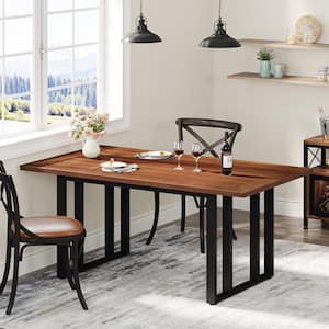 Moronia Rustic Black Brown Wood 55 in. 4-Legs Dining Table Seats 4