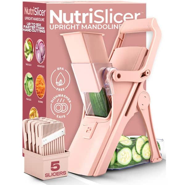 As Seen on TV Nutri Slicer Mandoline 5-in-1 Multi-Functional Portable Countertop Kitchen Mandoline in Pastel Pink
