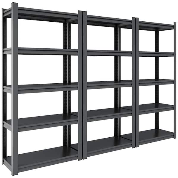Tenleaf Heavy Duty 78 in. H 5-Shelf Black Metal Pantry Organizer