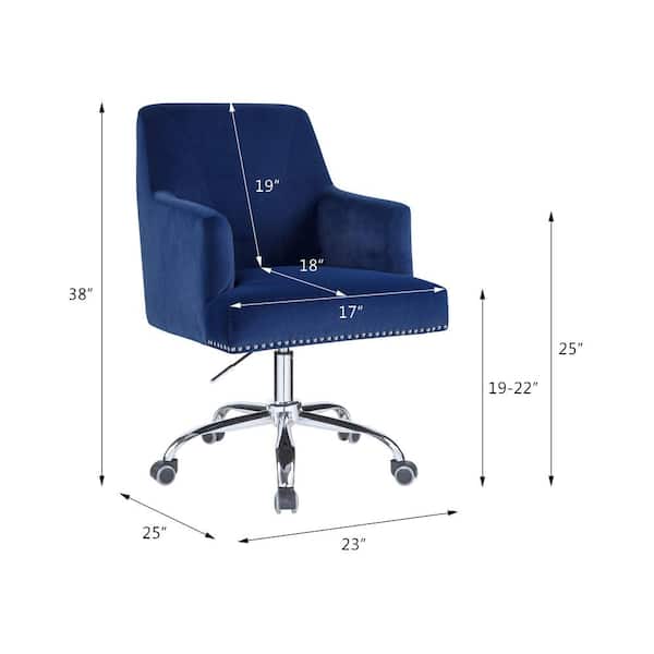 Acme Furniture Trenerry Blue Velvet & Chrome Velvet Office Chairs