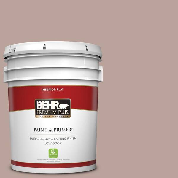 BEHR PREMIUM PLUS 5 gal. #N150-3 Cocoa Craving Flat Low Odor Interior Paint & Primer