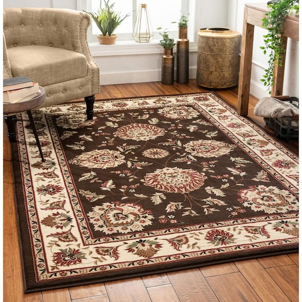 Woven Timeless Abbasi Brown Beige 4 Ft, French Country Area Rugs