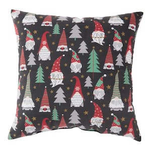 Gnomes Black 18 in. x 18 in. Holiday Throw Pillow