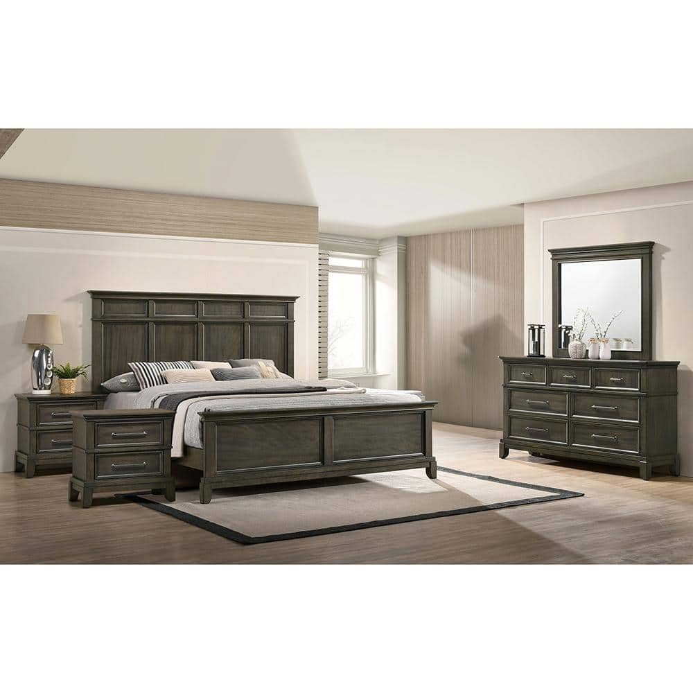 Furniture of America Emery Point 5-Piece Gray Wood Queen Bedroom Set ...