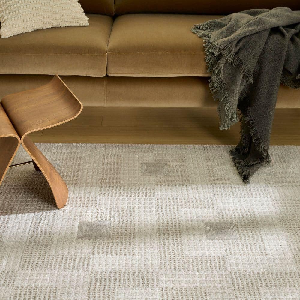 Nordic Beige Geometric Synthetic 5' x 7' Area Rug