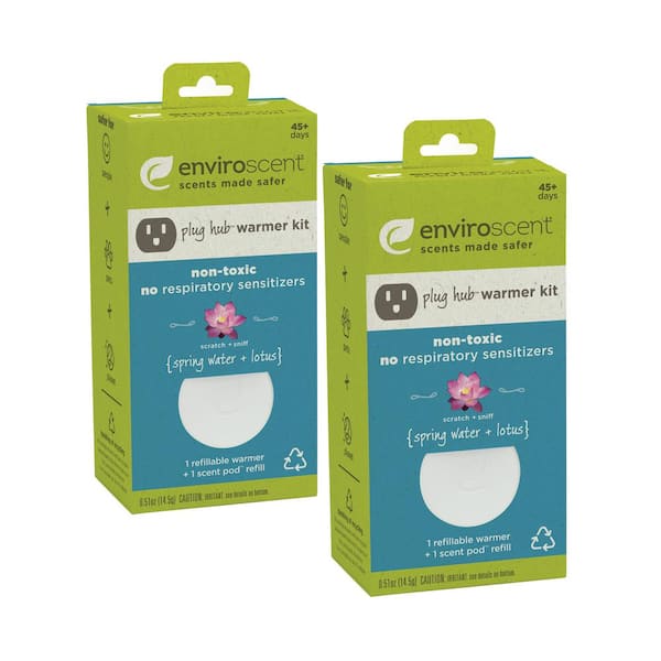 Enviroscent Spring Water and Lotus Plug Hub and Scent Pod Kit Plug-In Air Freshener (2-Pack)