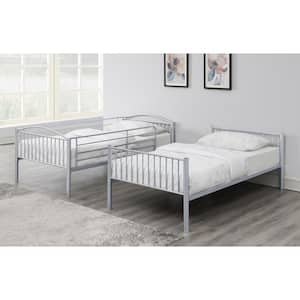 Anson Silver Twin Over Twin Bunk Bed with Ladder