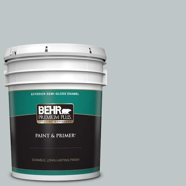 BEHR PREMIUM PLUS 5 gal. #PPU12-10 Misty Morn Semi-Gloss Enamel Exterior Paint & Primer