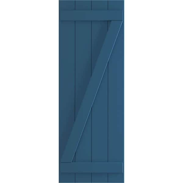 Ekena Millwork 21-1/2 in. x 52 in. True Fit PVC 4-Board Joined Board and Batten Shutters with Z-Bar Pair in Sojourn Blue