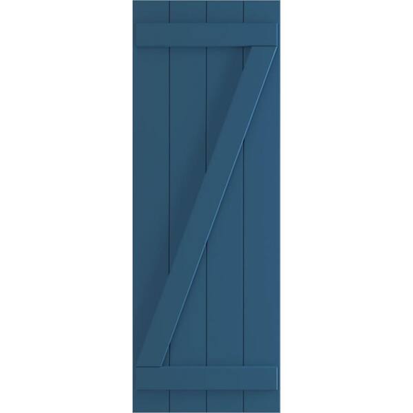 Ekena Millwork 21-1/2 in. x 79 in. True Fit PVC 4-Board Joined Board and Batten Shutters with Z-Bar Pair in Sojourn Blue