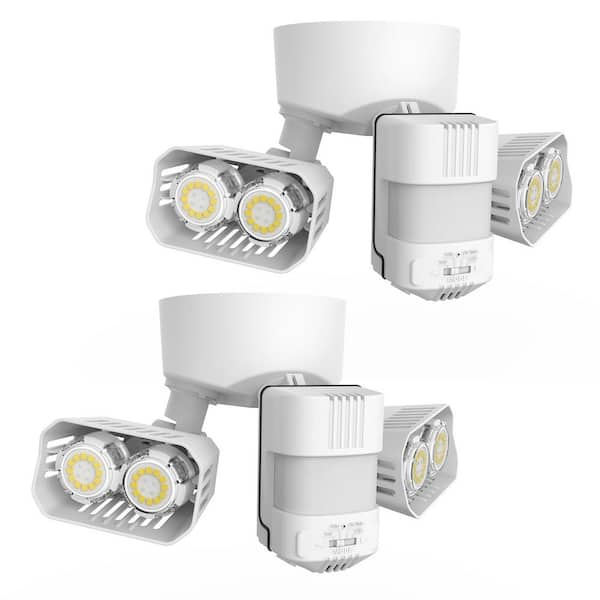 350 Watt Equivalent 180° 3500 Lumens White Motion Activated Outdoor Integrated LED Dusk to Dawn Flood Light (2-Pack)