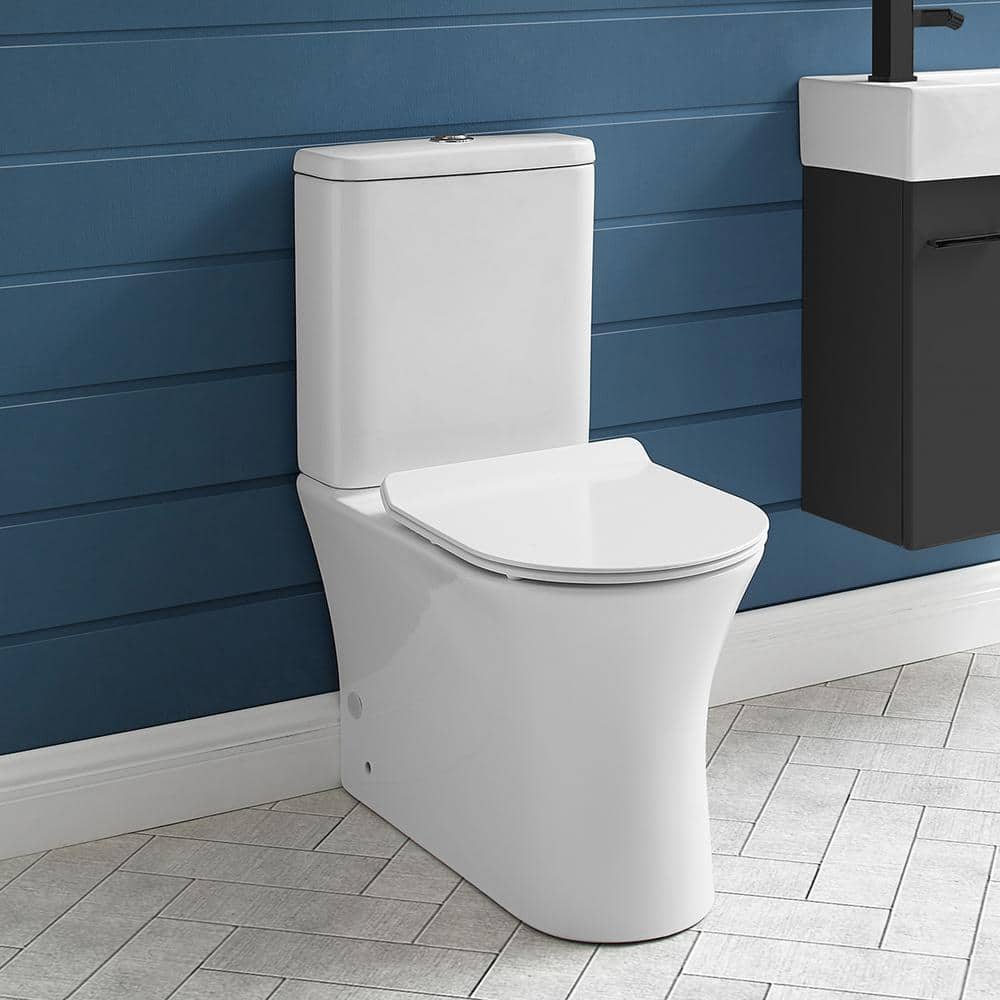 Calice 2-Piece 12 in. Rough-in 1.1/1.6 GPF Dual Top Flush Elongated Toilet in Glossy White Seat Included price history on PriceWatchPro