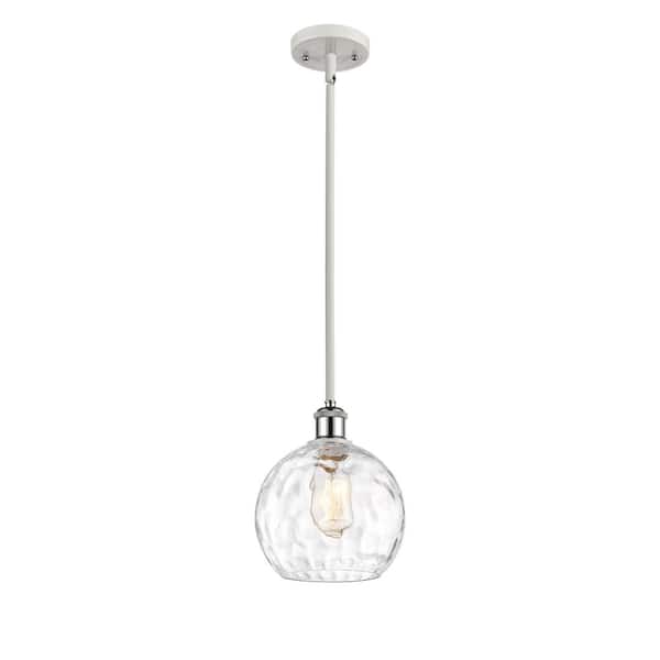 Innovations Athens Water Glass 60-Watt 1 Light White and Polished Chrome Shaded Mini Pendant Light with Clear Glass Shade