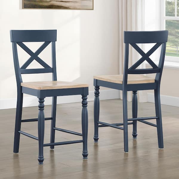 Darcy Blue Wood Counter Height Chair (Set of 2)