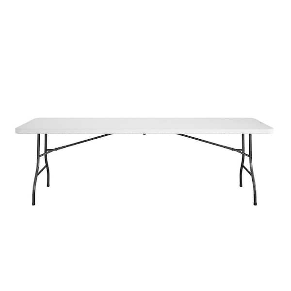 White Plastic 30 in. Double Pedestal Dining Table - Seats 6