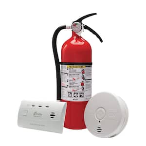 10 Year Worry-Free Home Fire Safety Kit, Battery Powered Smoke Detector with CO Detector & Full Home Fire Extinguisher