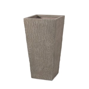 Leiman 31 in. Tall Brown Wood Lightweight Concrete Outdoor Patio Planter