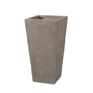 Leiman 31 in. Tall Brown Wood Lightweight Concrete Outdoor Planter