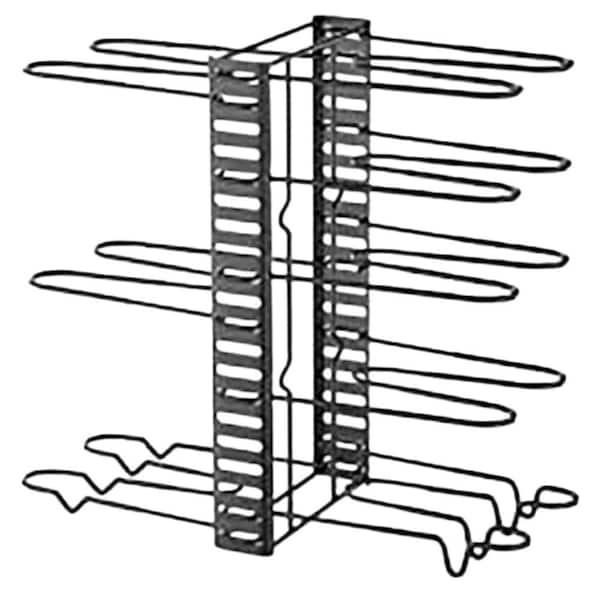 Black Adjustable 8-Tier Pot and Pan Organizer Rack Steel Space Saving Cabinet Kitchen Storage with 2 Hooks