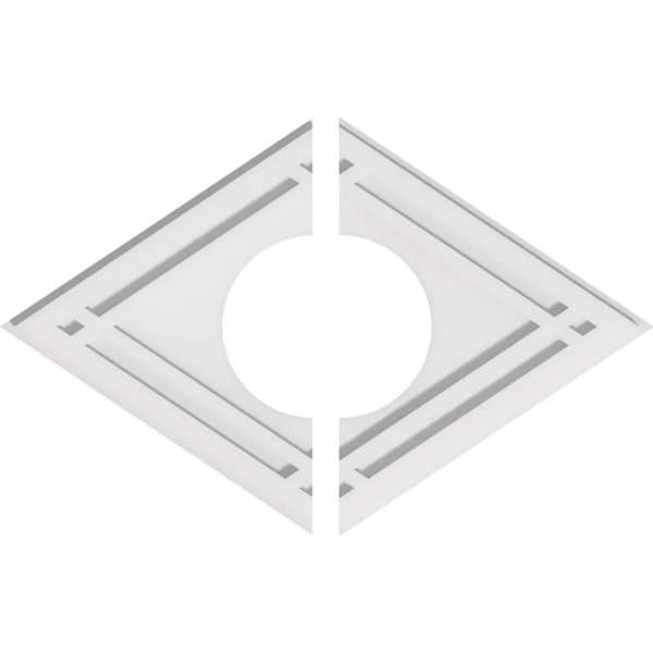 Ekena Millwork 24 in. W x 16 in. H x 7 in. ID x 1 in. P Diamond Architectural Grade PVC Contemporary Ceiling Medallion (2-Piece)